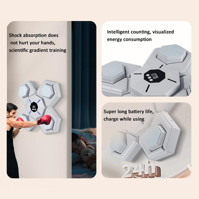 Rechargeable Bluetooth Boxing Machine With Adult & Child Gloves - Blue - With Adult Gloves Pink Blue