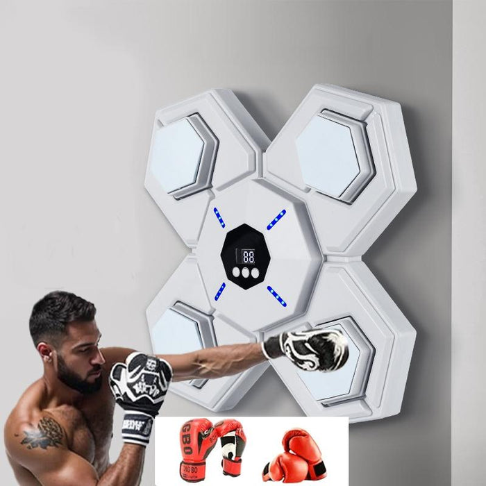Rechargeable Bluetooth Boxing Machine With Adult & Child Gloves - Blue - With Adult Gloves Pink Blue