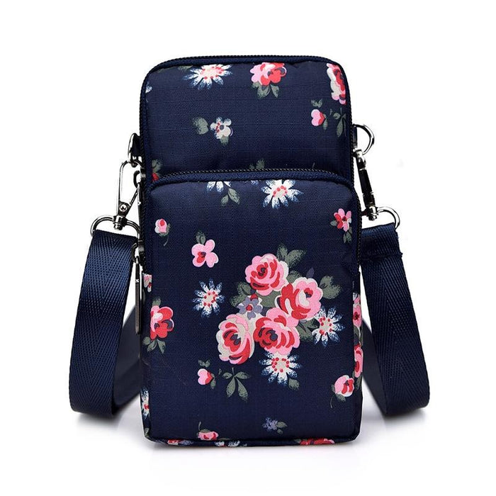 Animal Park Mini Crossbody Phone Wallet With Arm Band - Black Flower