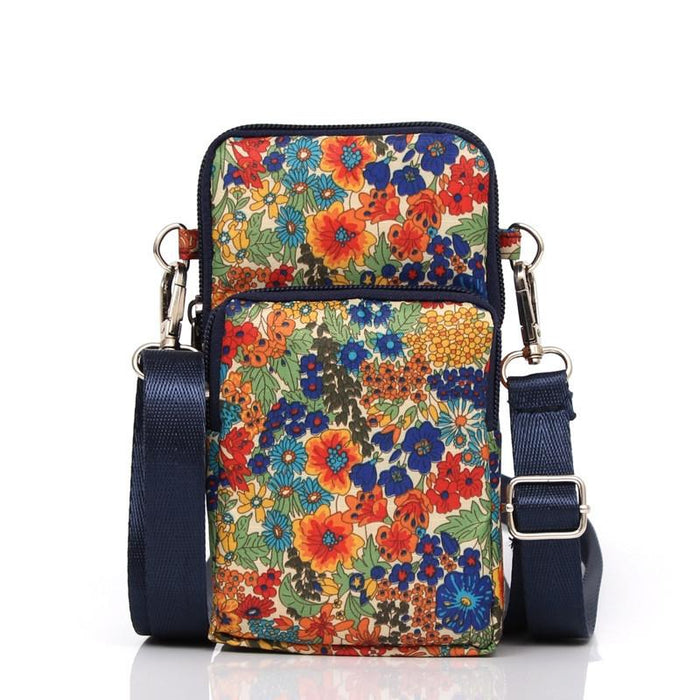 Animal Park Mini Crossbody Phone Wallet With Arm Band - Black Flower