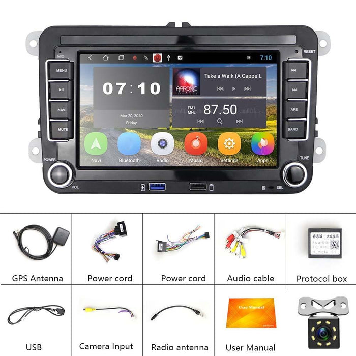 7 Inch Android Car Multimedia Player With Navigation Bluetooth Reversing Camera - Fits Volkswagen - Android 10.0 - 1 + 16G - Standard + 12Lights