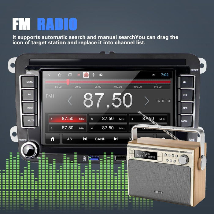 7 Inch Android Car Multimedia Player With Navigation Bluetooth Reversing Camera - Fits Volkswagen - Android 10.0 - 1 + 16G - Standard + 12Lights