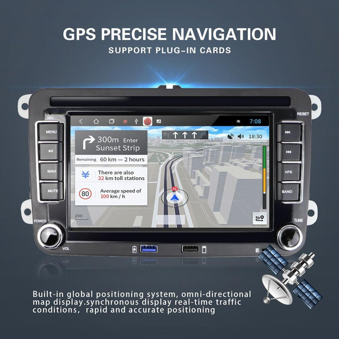 7 Inch Android Car Multimedia Player With Navigation Bluetooth Reversing Camera - Fits Volkswagen - Android 10.0 - 1 + 16G - Standard + 12Lights