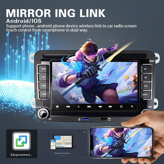 7 Inch Android Car Multimedia Player With Navigation Bluetooth Reversing Camera - Fits Volkswagen - Android 10.0 - 1 + 16G - Standard + 12Lights