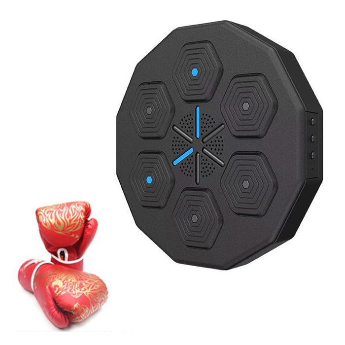 Smart Wall-Mounted Boxing Trainer With Adult Gloves - With Adult Black Gloves
