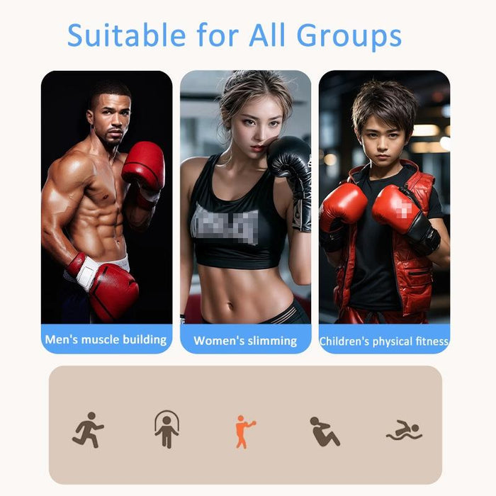 Rechargeable Bluetooth Boxing Machine With Adult & Child Gloves - Blue - With Child Golves Pink Blue