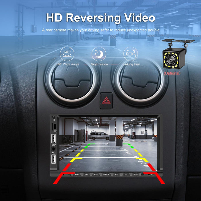 7 Inch Car Mp5 Player Carplay / Android Auto / Mirror Link / Bluetooth - Standard - With 12-Light Camera