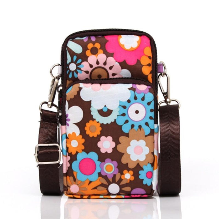 Animal Park Mini Crossbody Phone Wallet With Arm Band - Blue Leaf