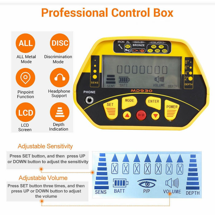 High Sensitivity Underground Metal Detector with Backlight