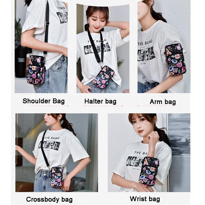 Animal Park Mini Crossbody Phone Wallet With Arm Band - Brown Printing