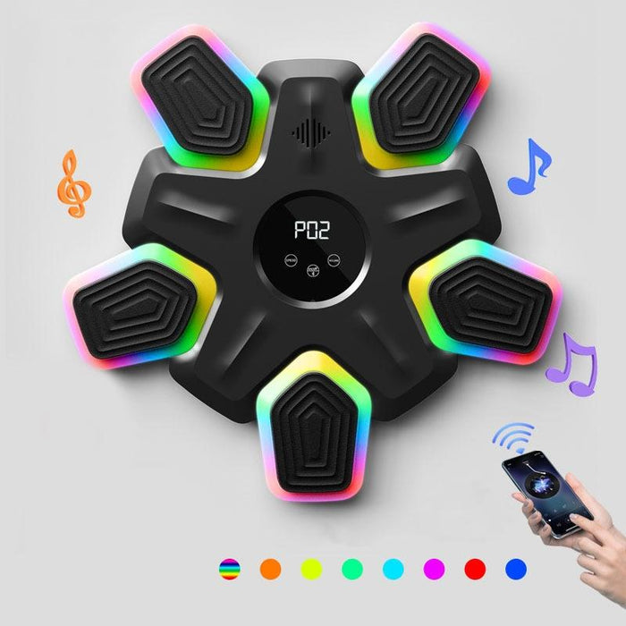 Bluetooth Music Boxing Machine - 4 Modes 9 Speeds Colourful Lights - With Adult Gloves Black