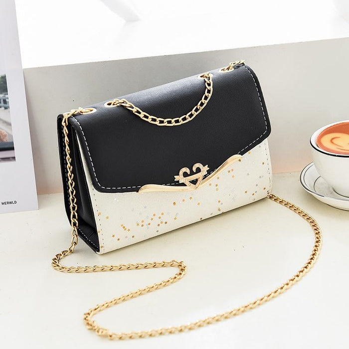 Sequined Messenger Shoulder Bag For Women Beige - White With Pendant