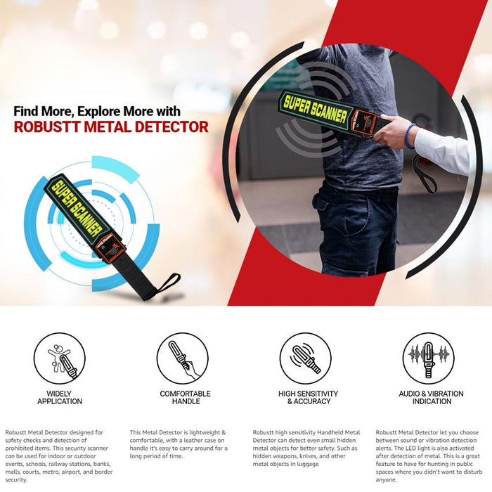 Hand-held Metal Detector - 60mm Detection Distance
