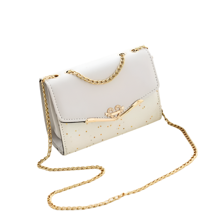 Sequined Messenger Shoulder Bag For Women Beige - Red With Pendant