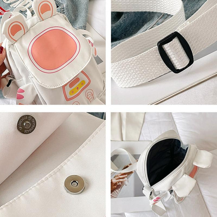Lightweight Cartoon Crossbody Bag For Students - Blue