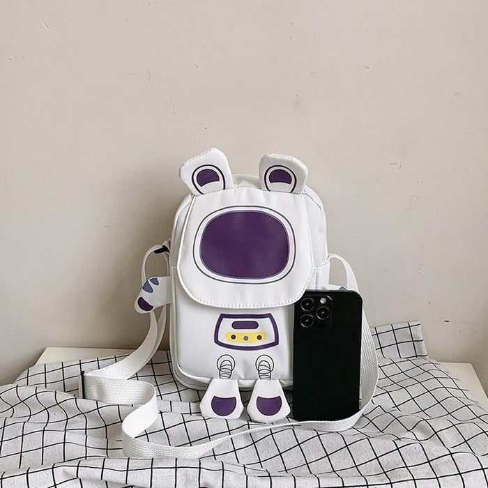 Lightweight Cartoon Crossbody Bag For Students - Blue