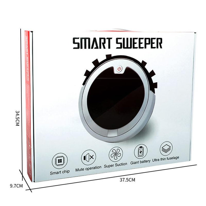 Smart Home Sweeping Robot with Remote Control and Large Suction - White Black