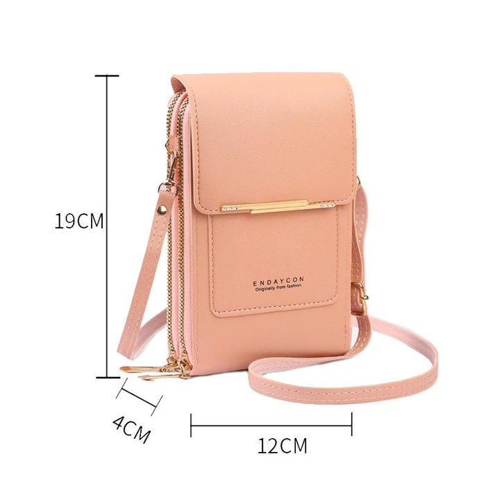 Multifunctional Touch Screen Crossbody Bag - Black