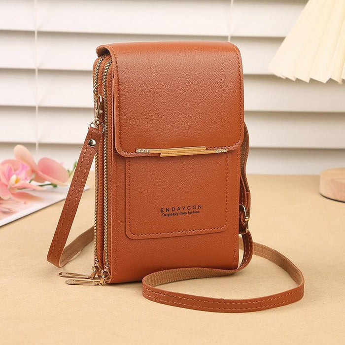 Multifunctional Touch Screen Crossbody Bag - Black