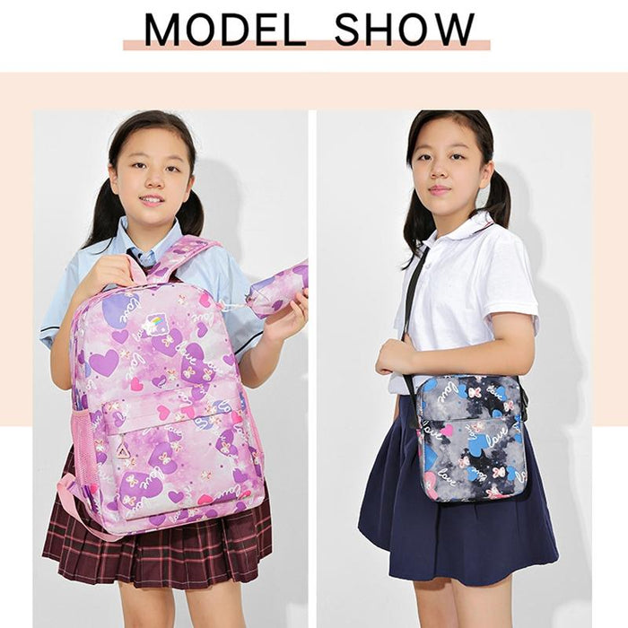 3 Piece Sweet Casual Backpack Set For Students - Purple