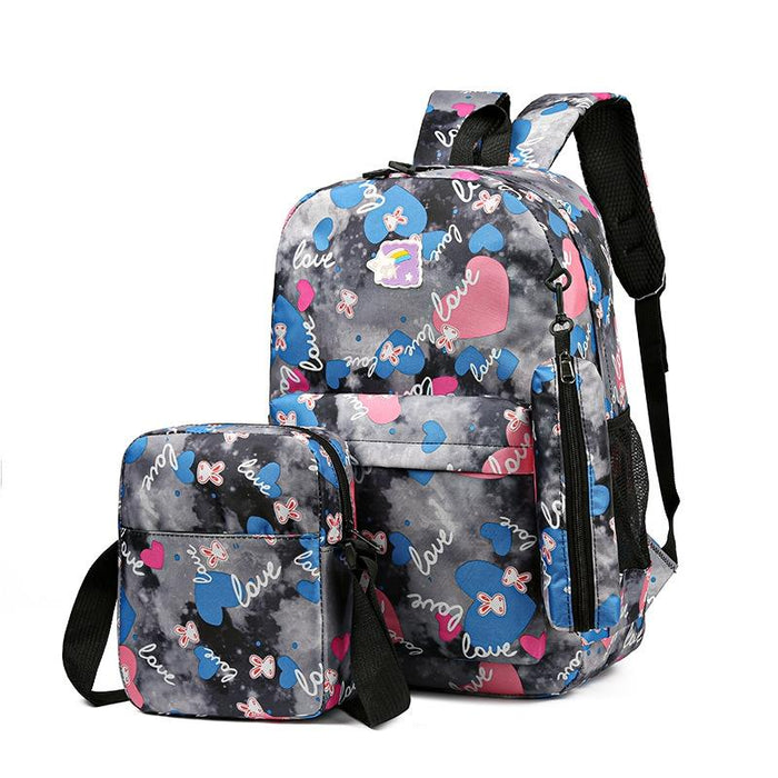 3 Piece Sweet Casual Backpack Set For Students - Purple