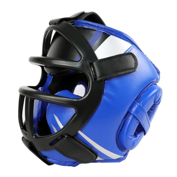 Competition Sparring Boxing Helmet For Head Protection - Red With Mask - L