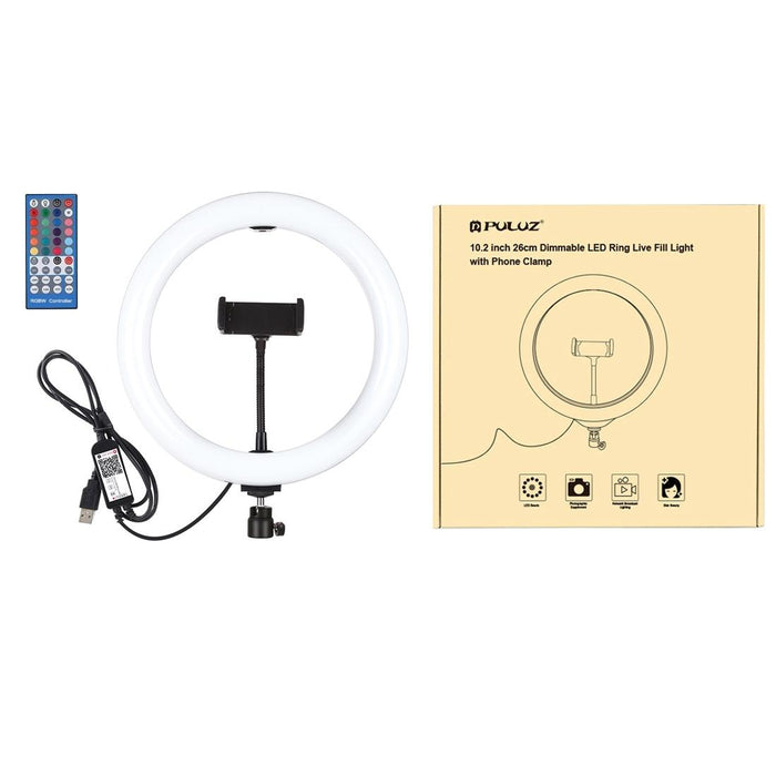 10.2 Usb Rgbw Led Ring Light with Tripod & Remote for Vlogging & Photography - Black