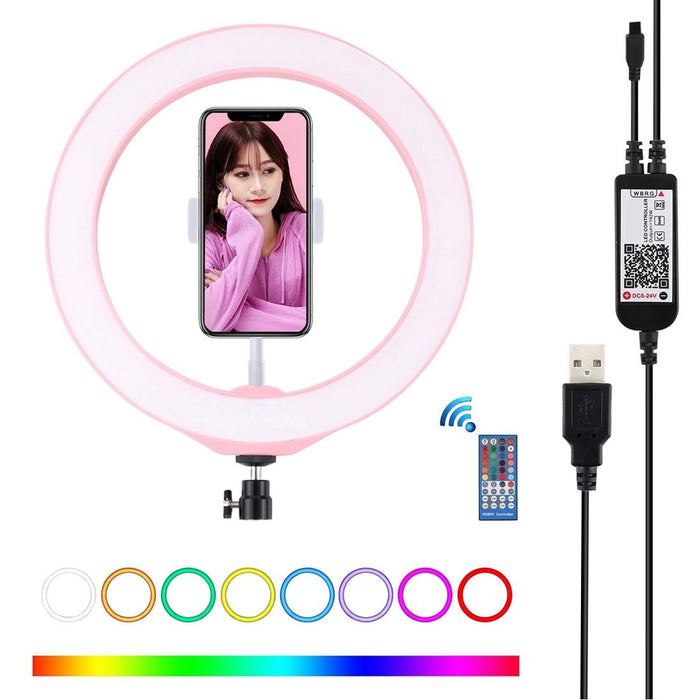 10.2 Usb Rgbw Led Ring Light with Tripod & Remote for Vlogging & Photography - Black