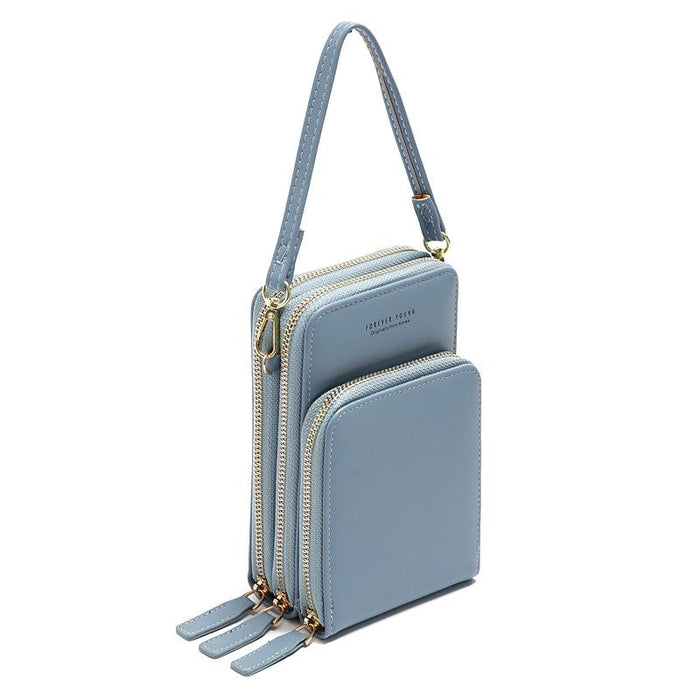 Women Pu Mobile Phone Shoulder Bag Large Capacity - Red Wine