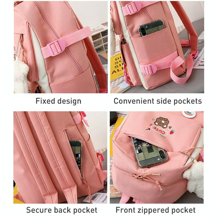 5-piece Girls Backpack Set - Lightweight and Versatile - Black