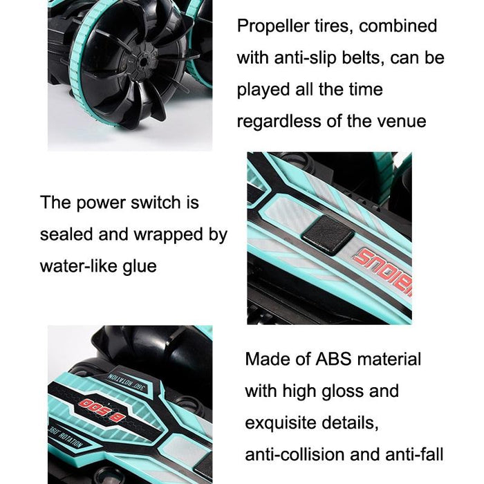 Amphibious Stunt Rc Car - Double-sided Rolling - 2.4g - Electric - Kids' Toy - Green
