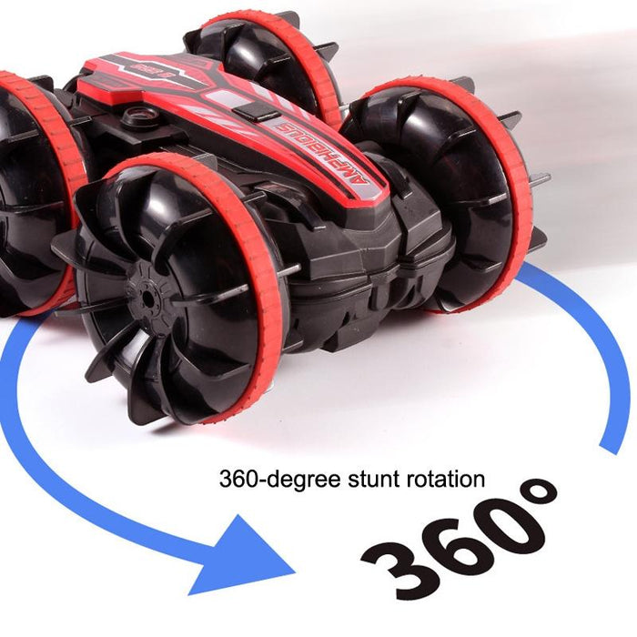 Amphibious Stunt Rc Car - Double-sided Rolling - 2.4g - Electric - Kids' Toy - Green