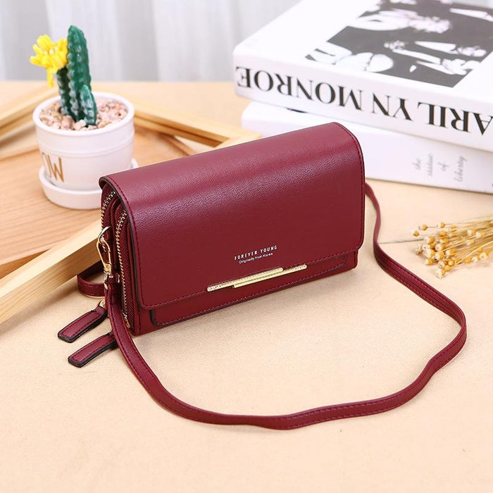Large Capacity Multi Function Women Wallet - Wine Red
