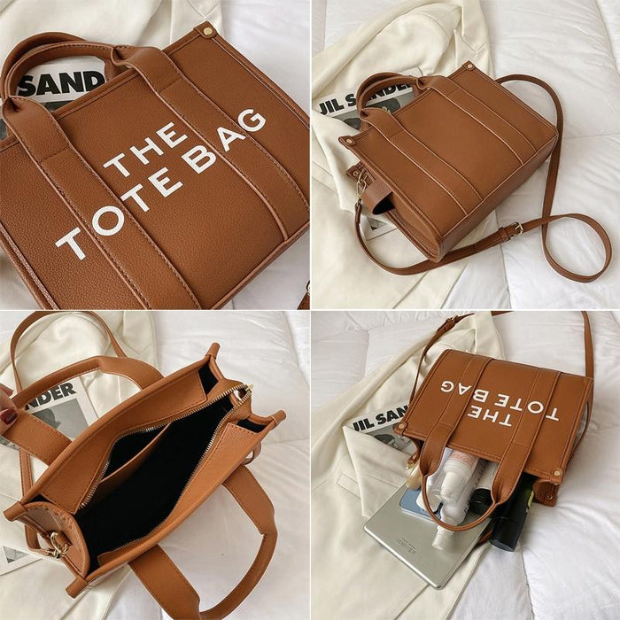 Stylish Pu Leather Crossbody Tote For Women - Small Khaki