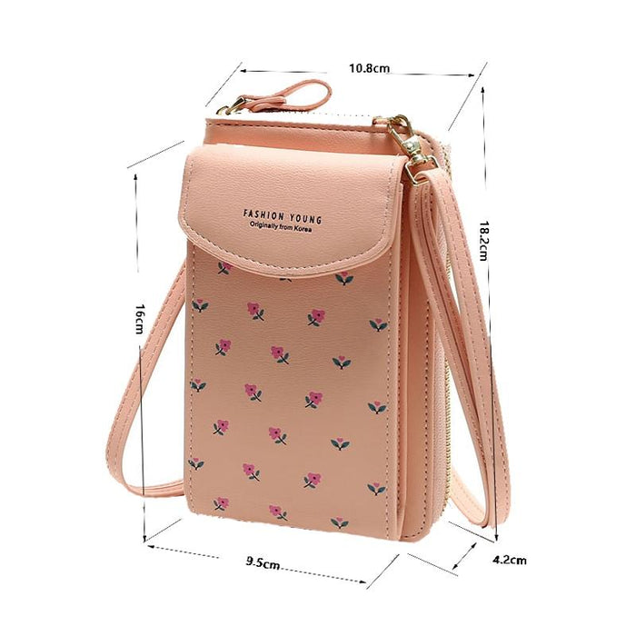 Floral Multi Card Crossbody Bag For Women - Blue