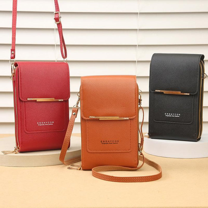 Multifunctional Touch Screen Crossbody Bag - Deep Pink