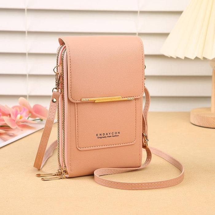 Multifunctional Touch Screen Crossbody Bag - Deep Pink