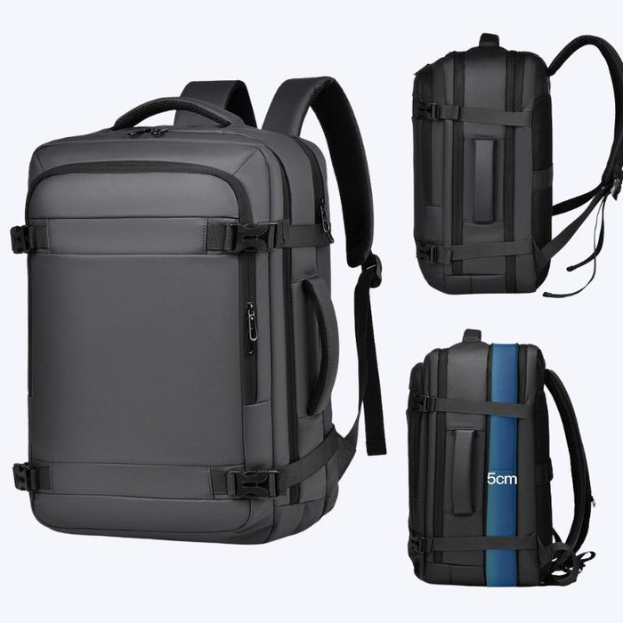 Expandable Double Shoulder Backpack For Business Or Casual Use - Gray