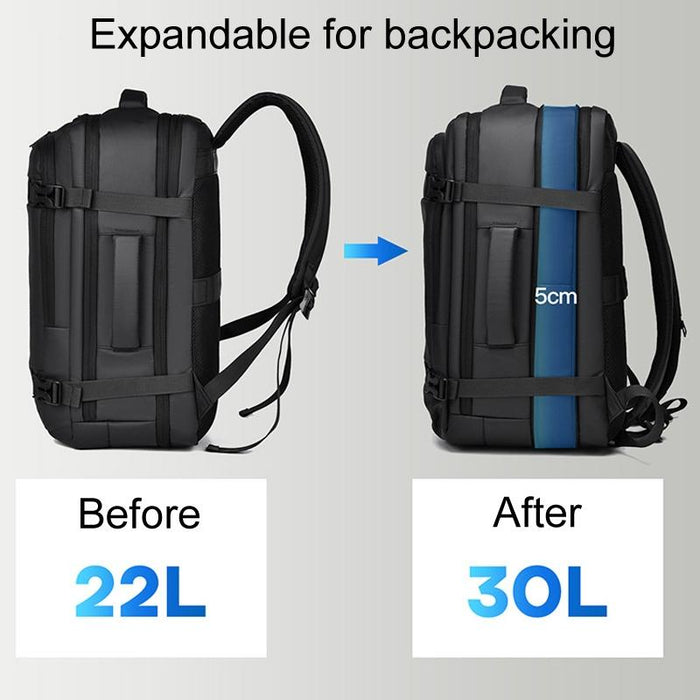 Expandable Double Shoulder Backpack For Business Or Casual Use - Gray