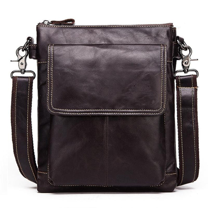 Retro Leather Crossbody Backpack For Men - Yellow Brown