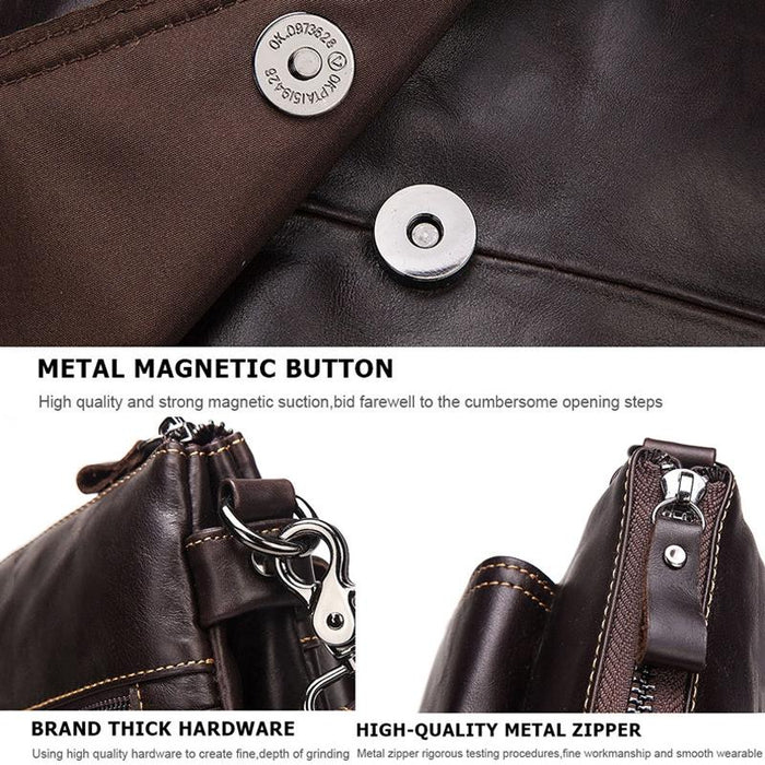 Retro Leather Crossbody Backpack For Men - Yellow Brown