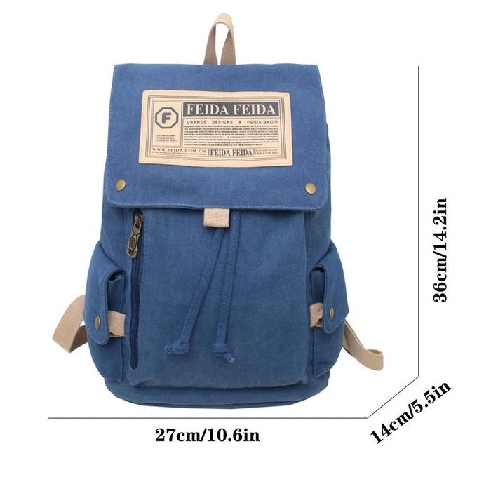 Large Capacity Canvas Backpack For Teens - White