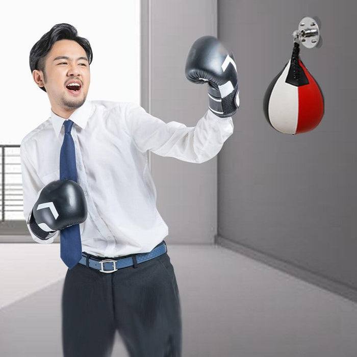 Black And White Suspended Pear-Shaped Speed Ball For Boxing - Red