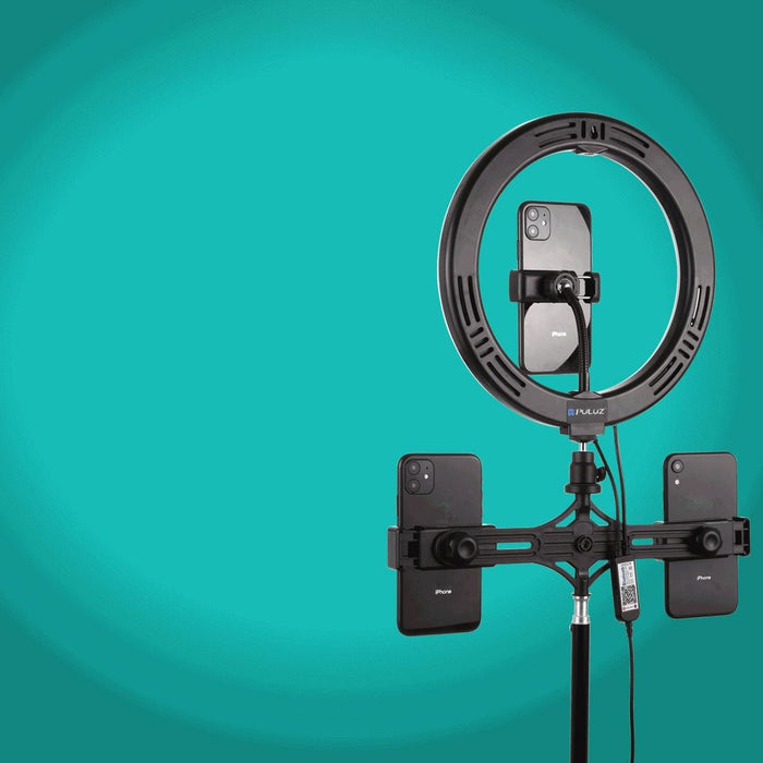 10.2 Curved Rgbw Led Ring Light Kit with Tripod Dual Phone Brackets Remote and Clamp