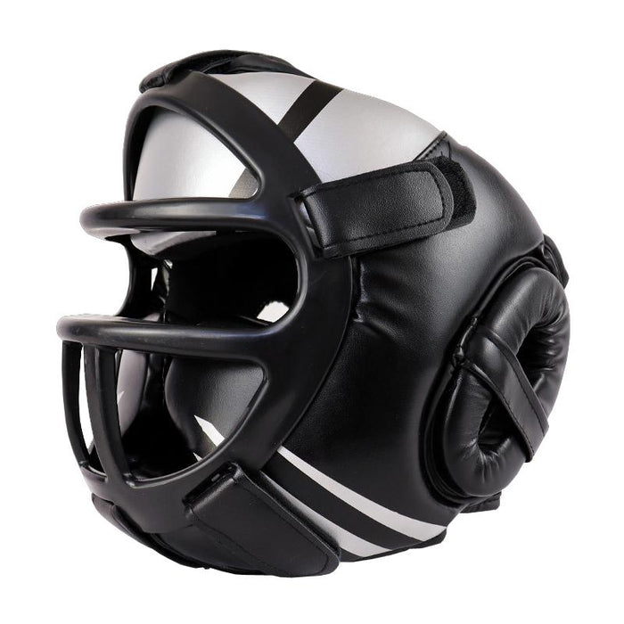 Competition Sparring Boxing Helmet For Head Protection - Blue With Mask - L