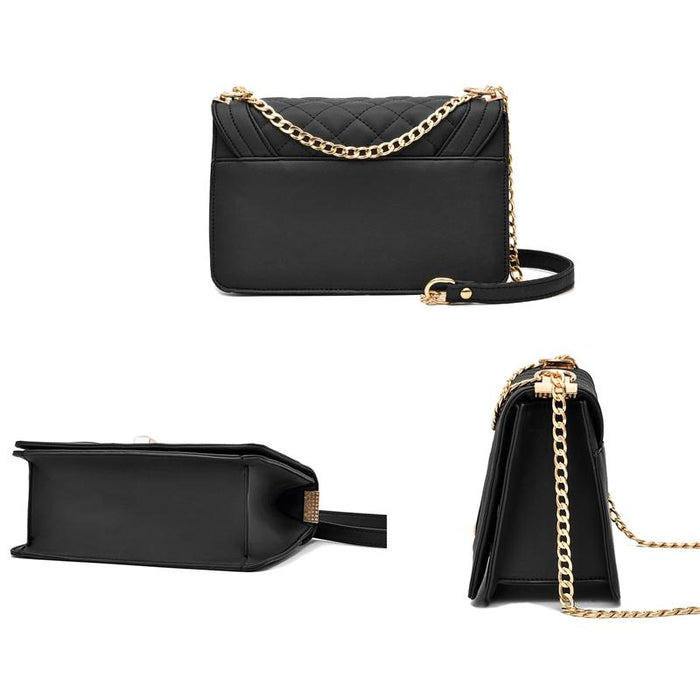Chic One Shoulder Chain Bag With Diagonal Rhombus Design - Light Grey