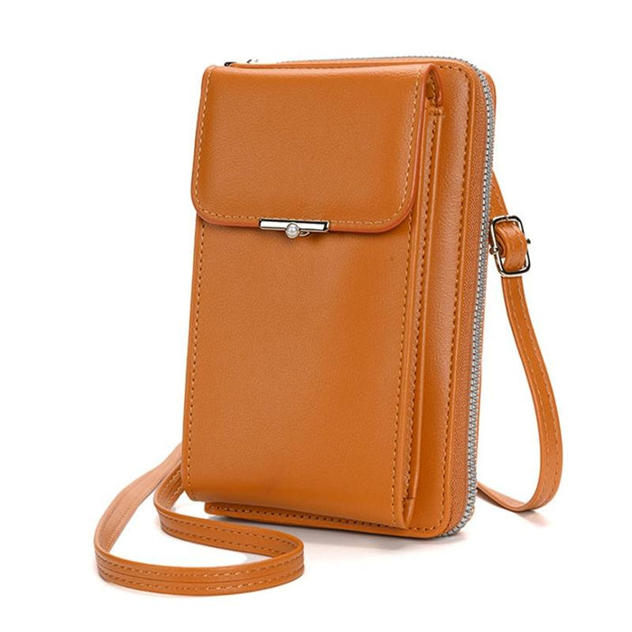 Women Crossbody Cell Phone Wallet Storage Bag - Brown