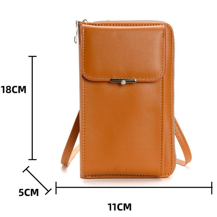 Women Crossbody Cell Phone Wallet Storage Bag - Brown