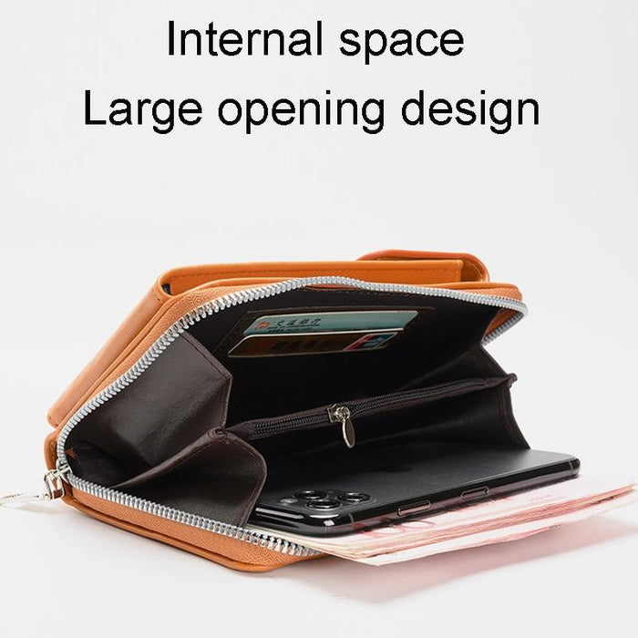 Women Crossbody Cell Phone Wallet Storage Bag - Brown