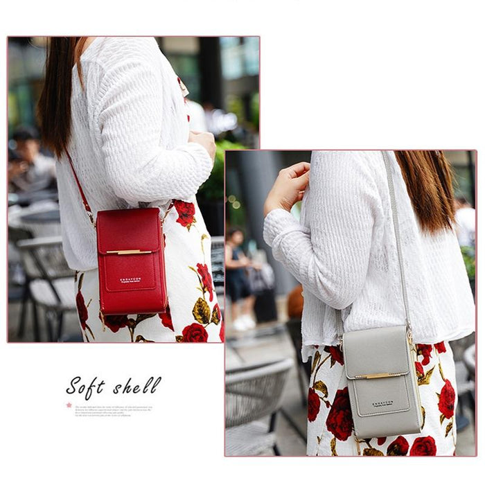 Multifunctional Touch Screen Crossbody Bag - Grey